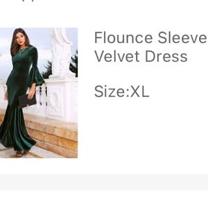 Flounce Sleeve Velvet Holiday Dress